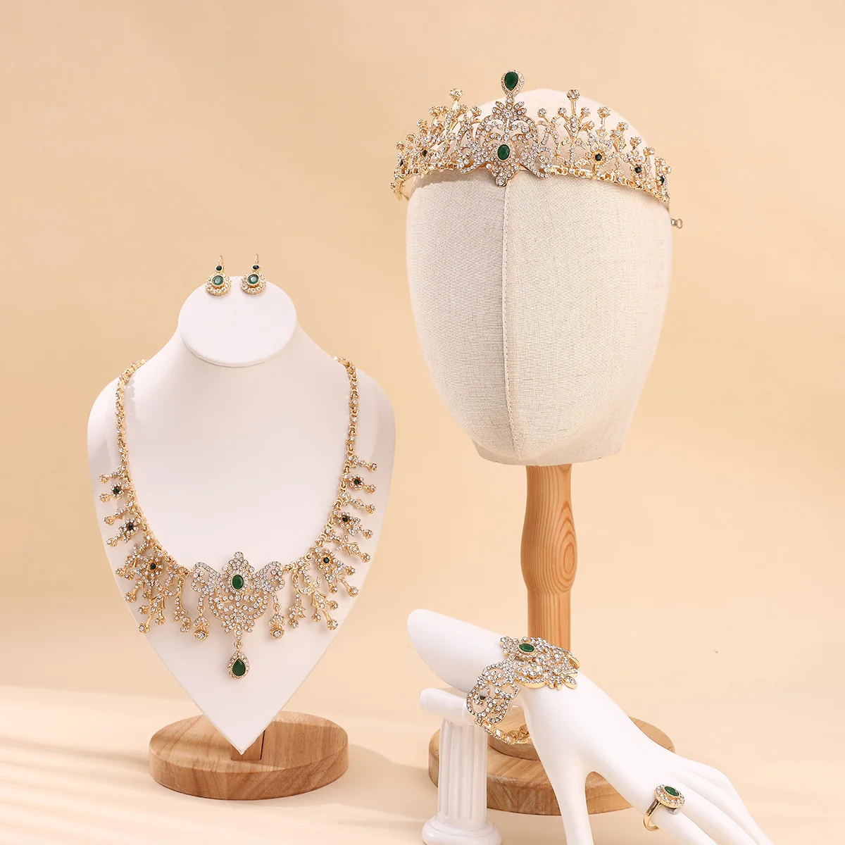 

A Gorgeous Set Of Bridal Jewelry French Luxury Necklace Earrings Bracelet And Ring Combination Algerian Women Wear Jewels