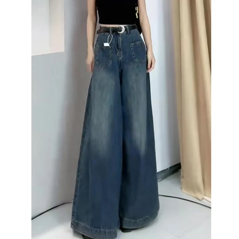 Women Clothes Summer Fashion Vintage Harajuku Streetwear Wide Leg Jeans Female High Waist Loose Baggy Denim Pants Y2K Pantalones