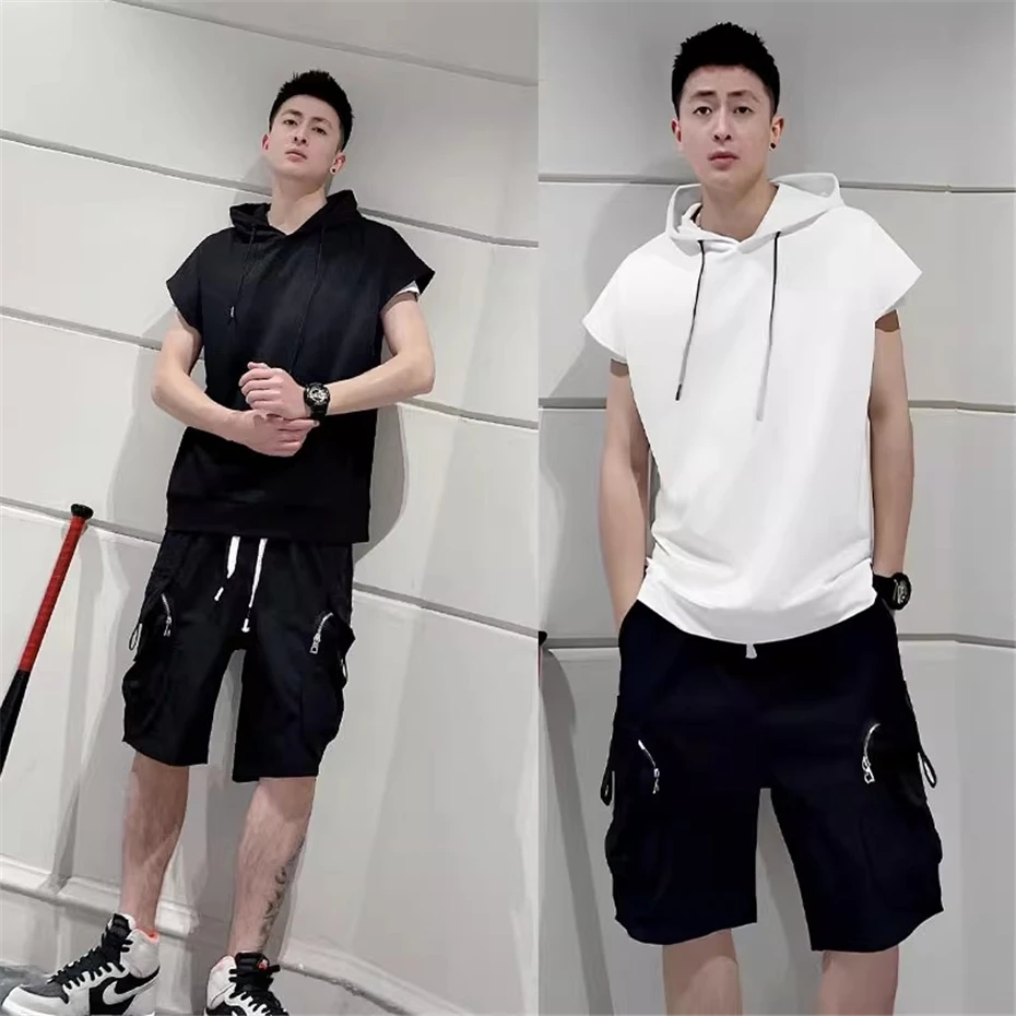 Summer Thin Cargo Shorts Mens Streetwear Hip Hop Punk Casual Short Baggy Large Pockets Function Knee Length Pant Male