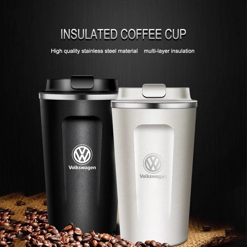 

380 мл кофейный термос для салона автомобиля, чашка для воды из нержавеющей стали для VW GTI Polo Golf Passat Tiguan Arteon Touareg CC Taigo Caddy