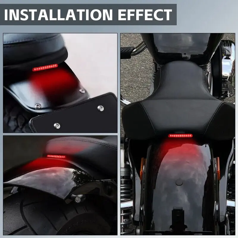 12V LED Motorcycle Rear Running Lamp Straight Linear Taillight Motobikes Interagted Rear Brake LED Tail Stop Tail Lamp Dirt bike