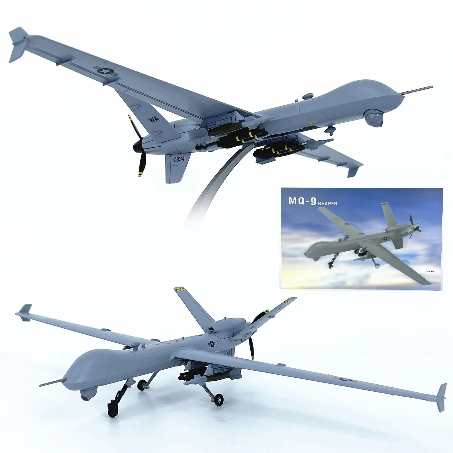 1/72 Scale MQ-9 Death Reaper Reconnaissance Attack Aircraft Alloy Plane Model Static Simulated Aviation Model Collection Display
