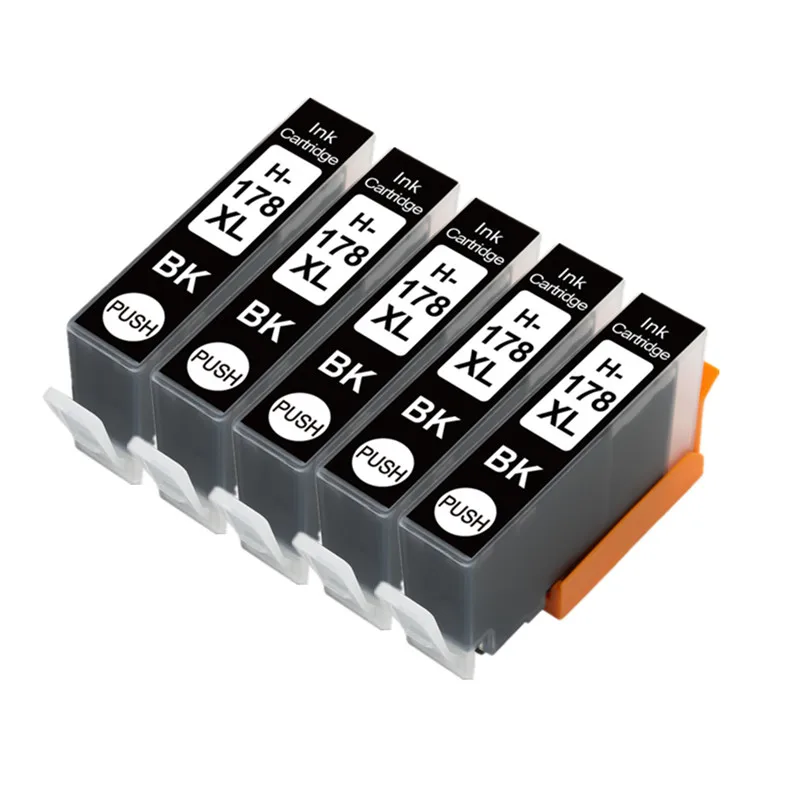 5PCS Black Compatible Ink Cartridge for HP 178 for HP178 178XL Photosmart 5510 5515 6510 7510 B109a B109n B110a Printer
