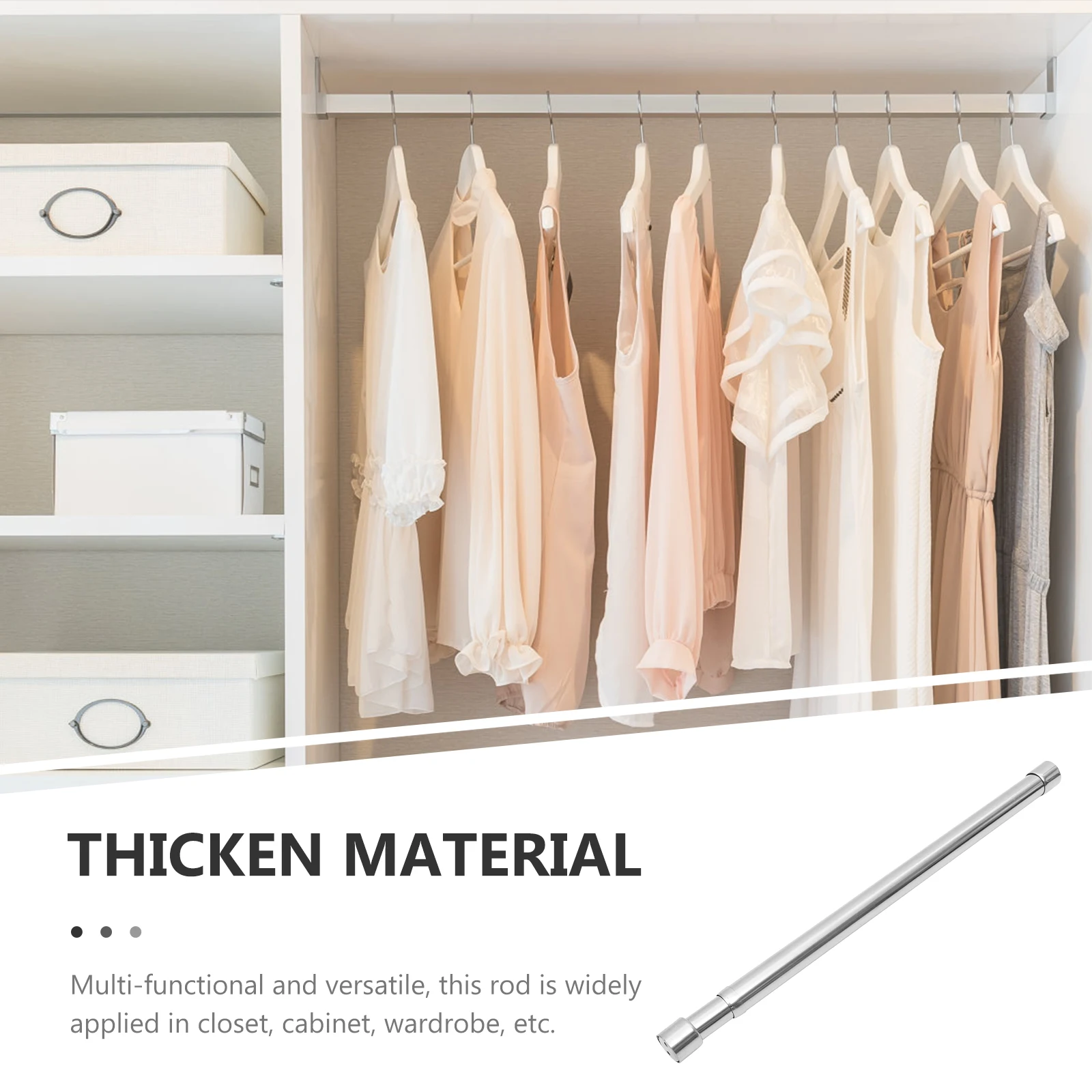 

Stainless Steel Telescopic Rod Closet Storage Organization Rods Sturdy Clothes Rail Hanging Heavy Duty Adjustable Clothing