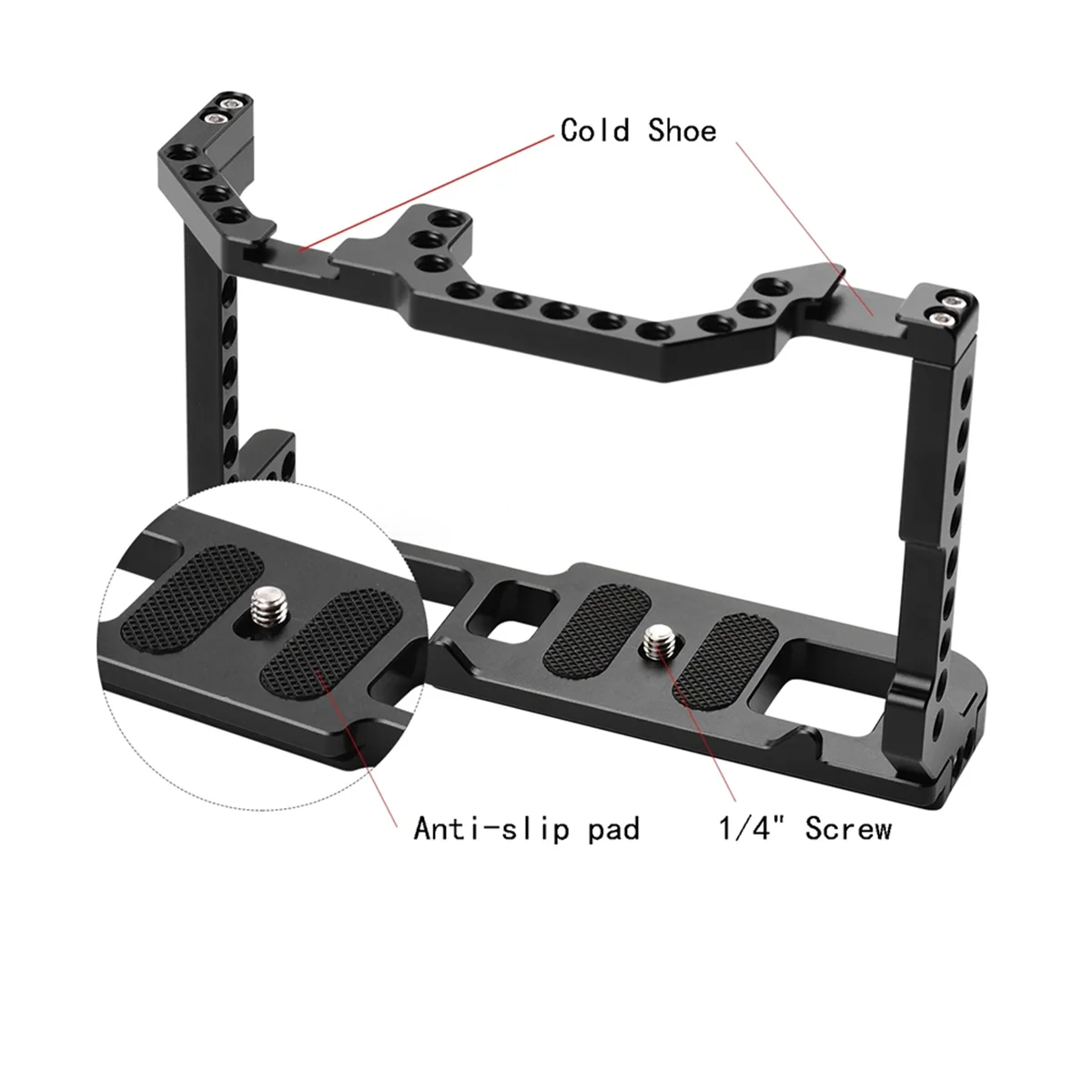 Full Cage for Canon EOS 90D/80D/70D Camera with Dual Cold Shoes Mount 1/4in Screw Hole Standard Camera Protective Frame