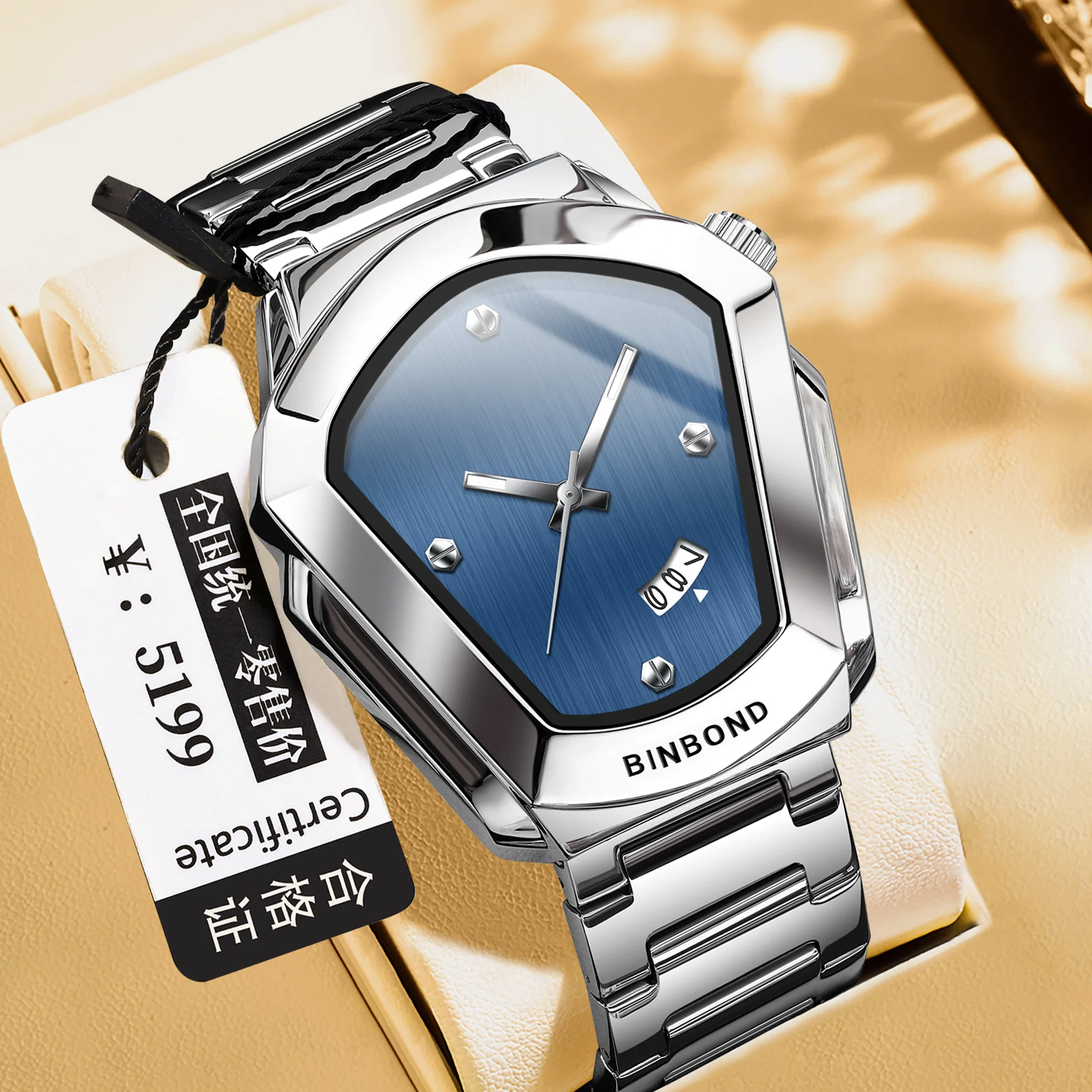 メンズ腕時計ビジネスハイエンド八角形ネジ付き防水男性ファッション時計クォーツ時計ギフト