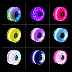 LED Light Up Quad Patins, roda redonda, roda intermitente, engrenagem adulta ao ar livre, acessórios de skate iniciantes, 82A Dureza, 58x32mm