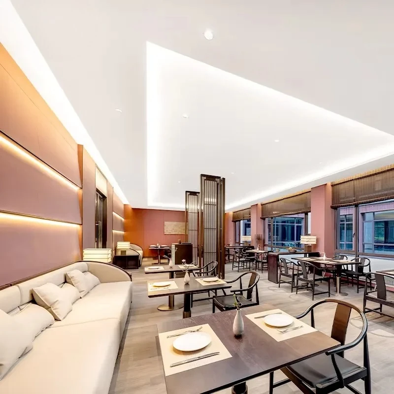 Modern Commercial Custom Booth Seating Set Biophilic Design Table and Chair Wood Hotel Restaurant