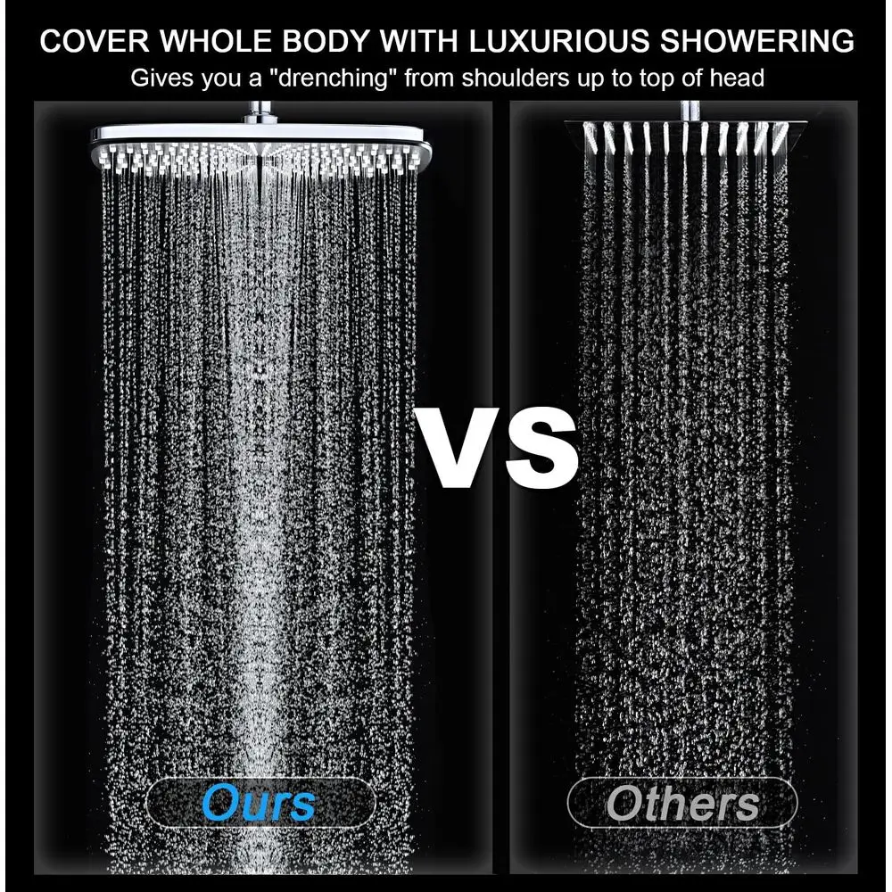 Luxury Shower System: Dual Shower Head with Magnetic Handheld and 10 Settings, Power Jets Included