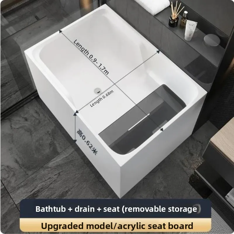 b24- Small Batub Japanese Style Small Apartment Deep Soak Sitting Acrylic Home Freestanding Adult
