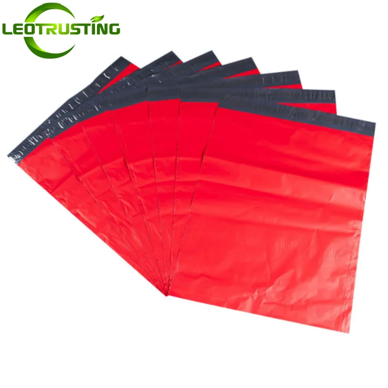 50/100PCS Red/Orange Poly Mailer Adhesive Envelope Bag Light Proof T-shirt Gloves Gift Shoes Box Express Gift Packaging Pouches