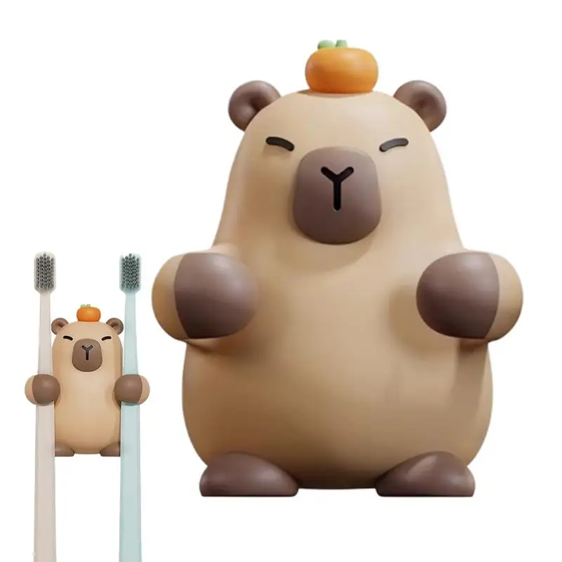 

Adhesive Toothbrush Holder Capybara Toothbrush Storage Organizer Adhesive Cute Aesthetic Wall Mounted Tooth Brush Hanger For