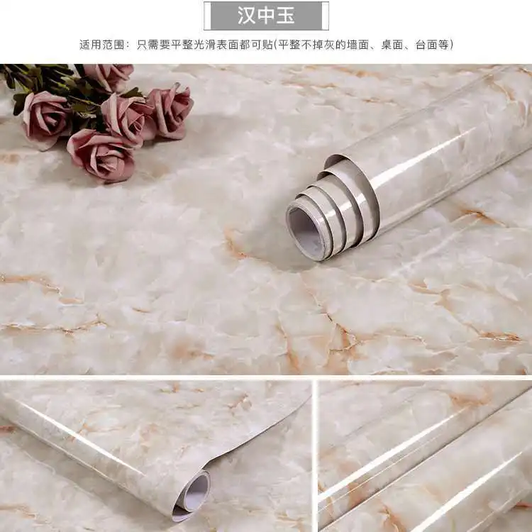 Kitchen DIY Self-Adhesive Waterproof Oil-proof PVC Wall Stickers Cabinets Countertop Wallpaper Bathroom Desktop Renovation Films