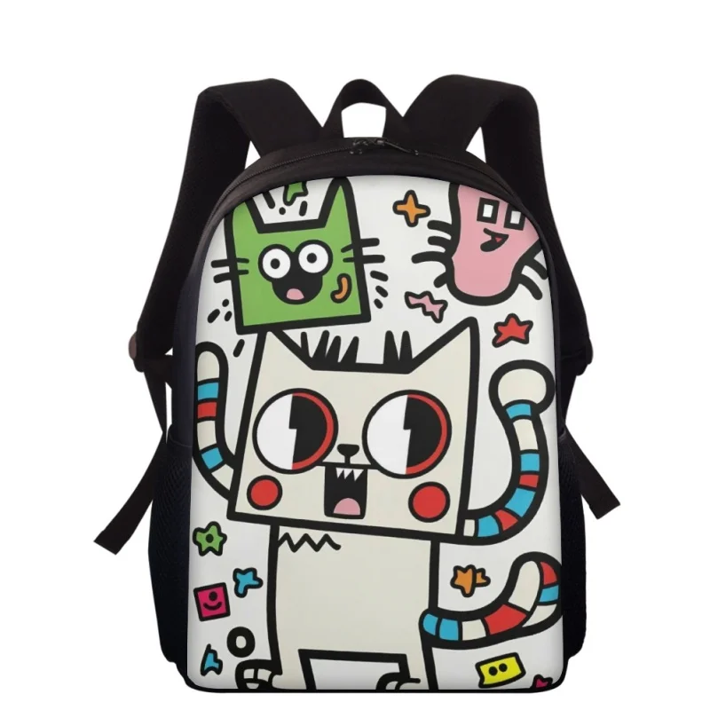 Mochila con estampado de ilustraciones de dibujos animados para niños, mochila escolar para adolescentes, bolsa de libros para estudiantes