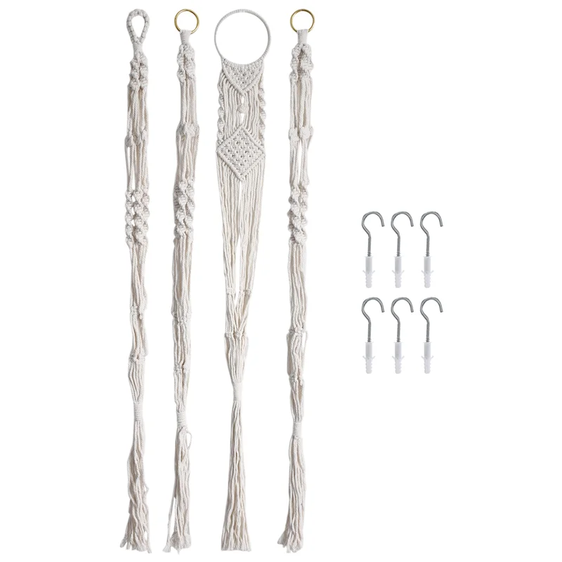 

ABNL Macrame Plant Hangers, Set Of 4 Indoor Hanging Planter, Handmade Hanging Plant Basket Stand Holder, Cotton Rope, 4 Legs