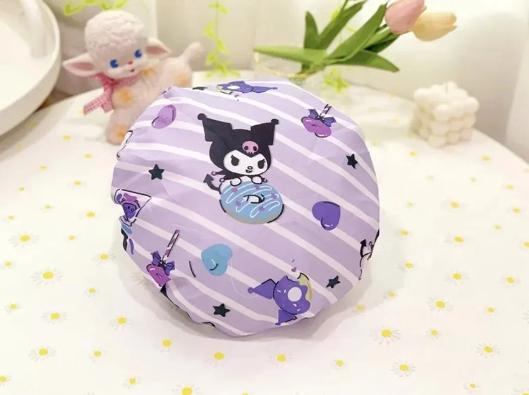 Sanrio Kawaii Adult Shower Cap My Melody Kuromi Wash And Care Cap Cinnamoroll Hello Kitty Waterproof Cap