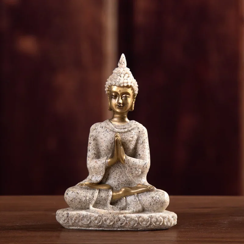 Hot Resin Crafts Sandstone Decorations Sitting Buddha Sculpture Buddha Statues Zen Esoteric Ornaments Living Room Decoration