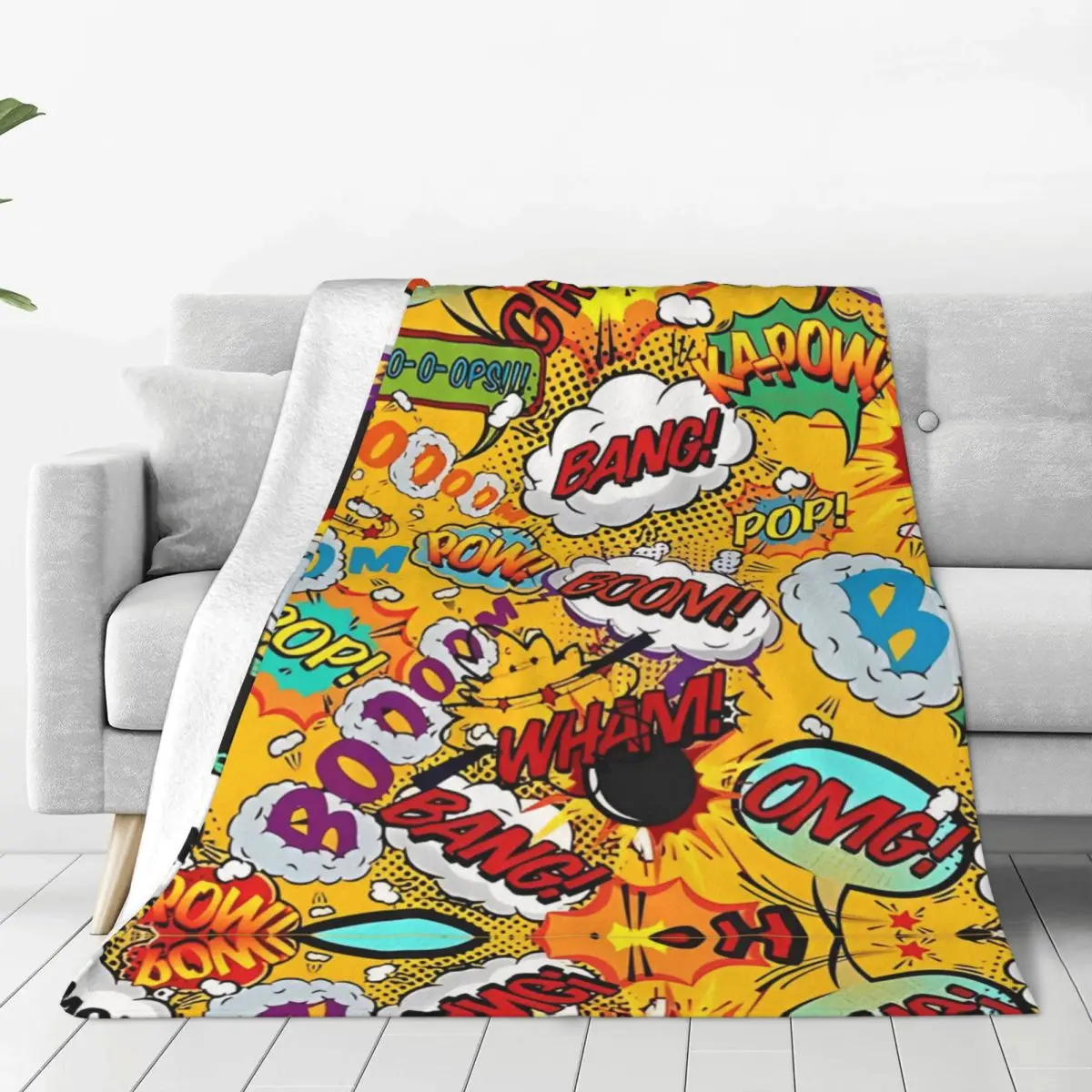 Comic Book Explosion Graffiti Pattern Blanket Decorative Plush Throw Blanket Pattern Couch Chair Flannel Bedspread Sofa Cover