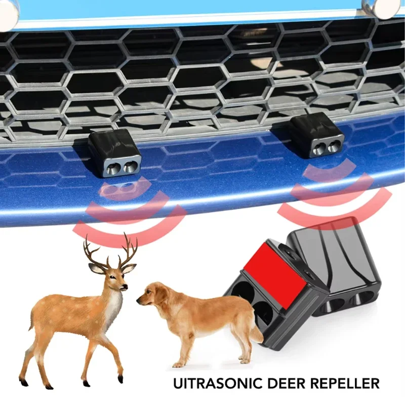 2Pcs Car Ultrasonic Animal Repellent For Sonic Gadgets Car Grille Mount Animal Whistle Repeller Deer Safety Sound Alarm