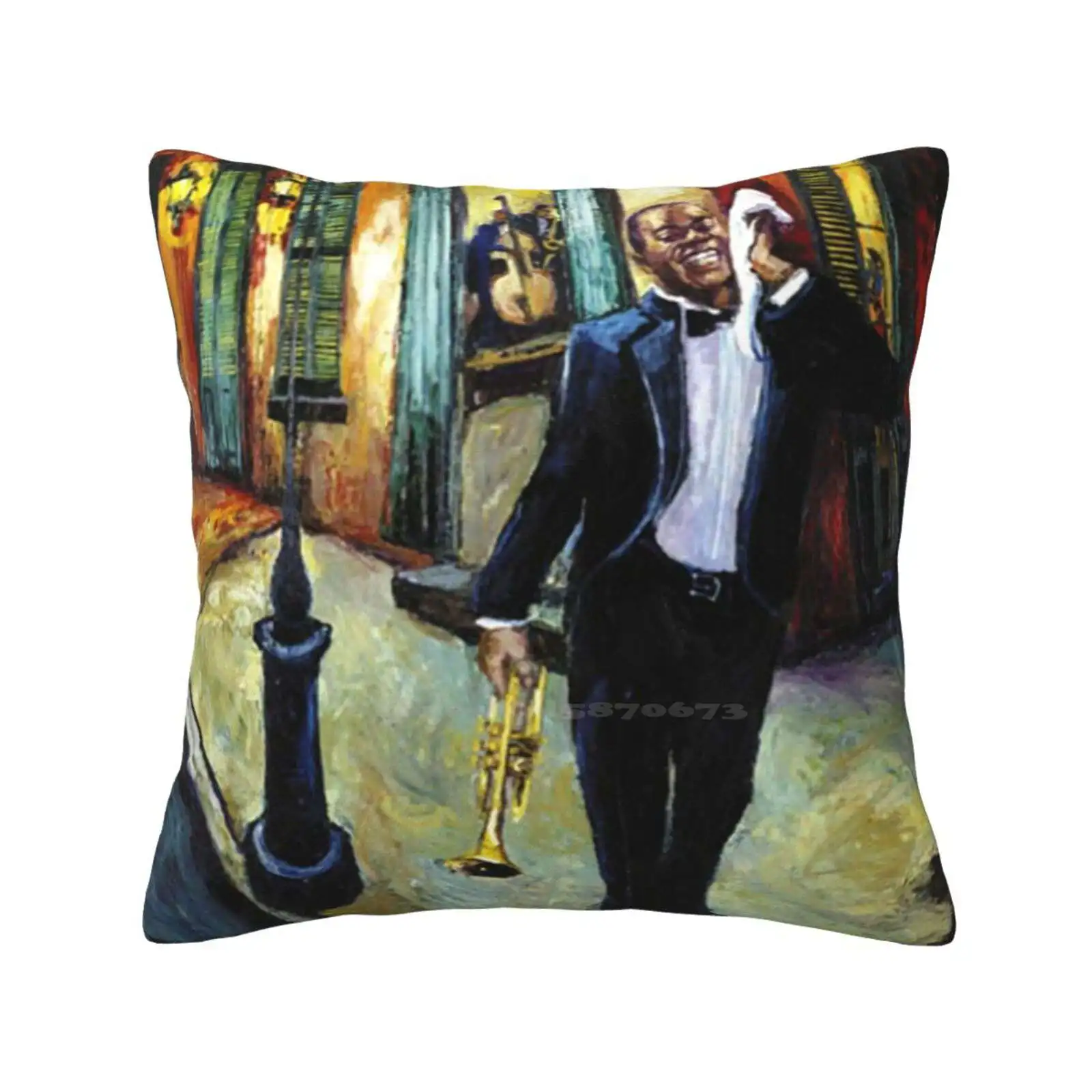 Louis Armstrong Jazz Soft Comfortable Pillowcase Blues Bourbon Street Trumpet Saxophone Cajun Musician Cute New Orleans Jazz