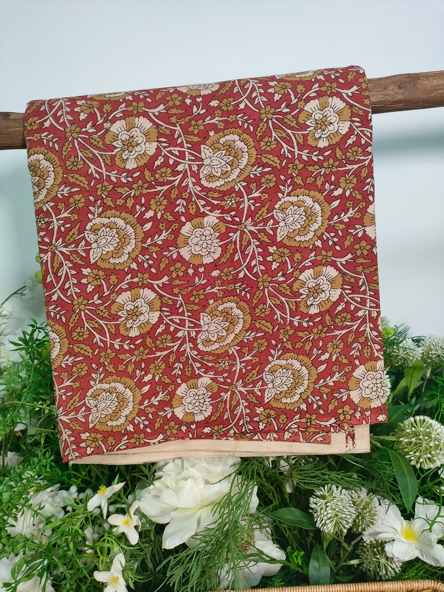 

India Burga Hand Block printed fabric beauty floral 100% pure cotton 60S printed fabric