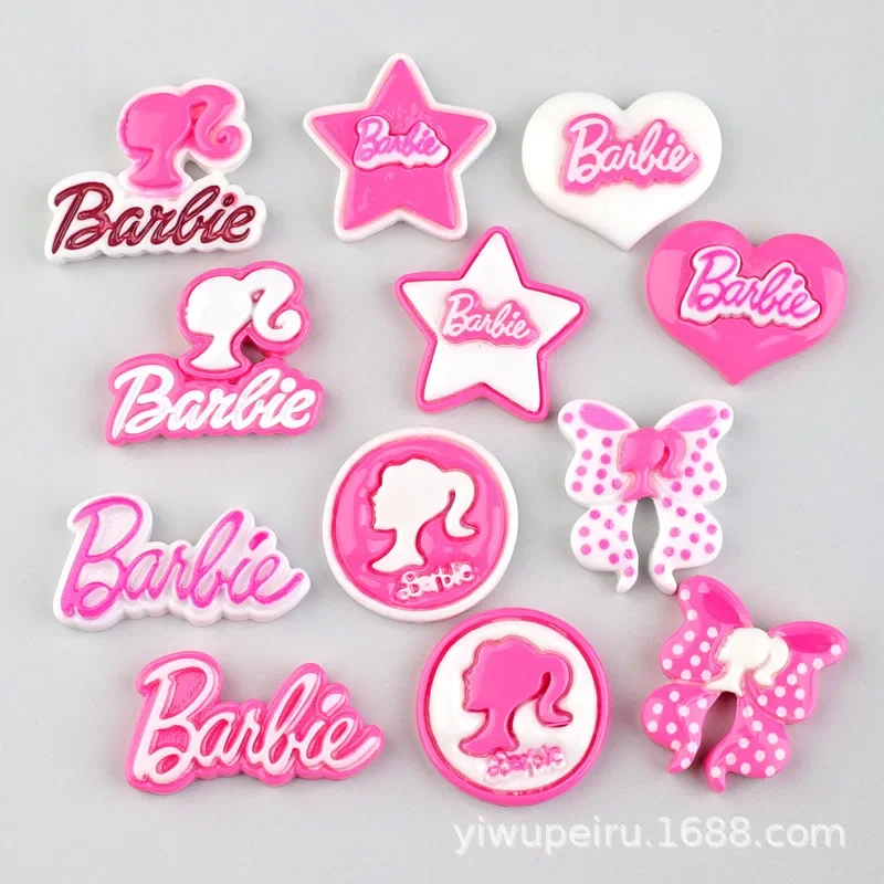 10pcs Two-color Barbie Letter Brand Barbie Head Resin Flatback Charms for Diy Resin Crafts Materials Scrapbooking Embellisdment