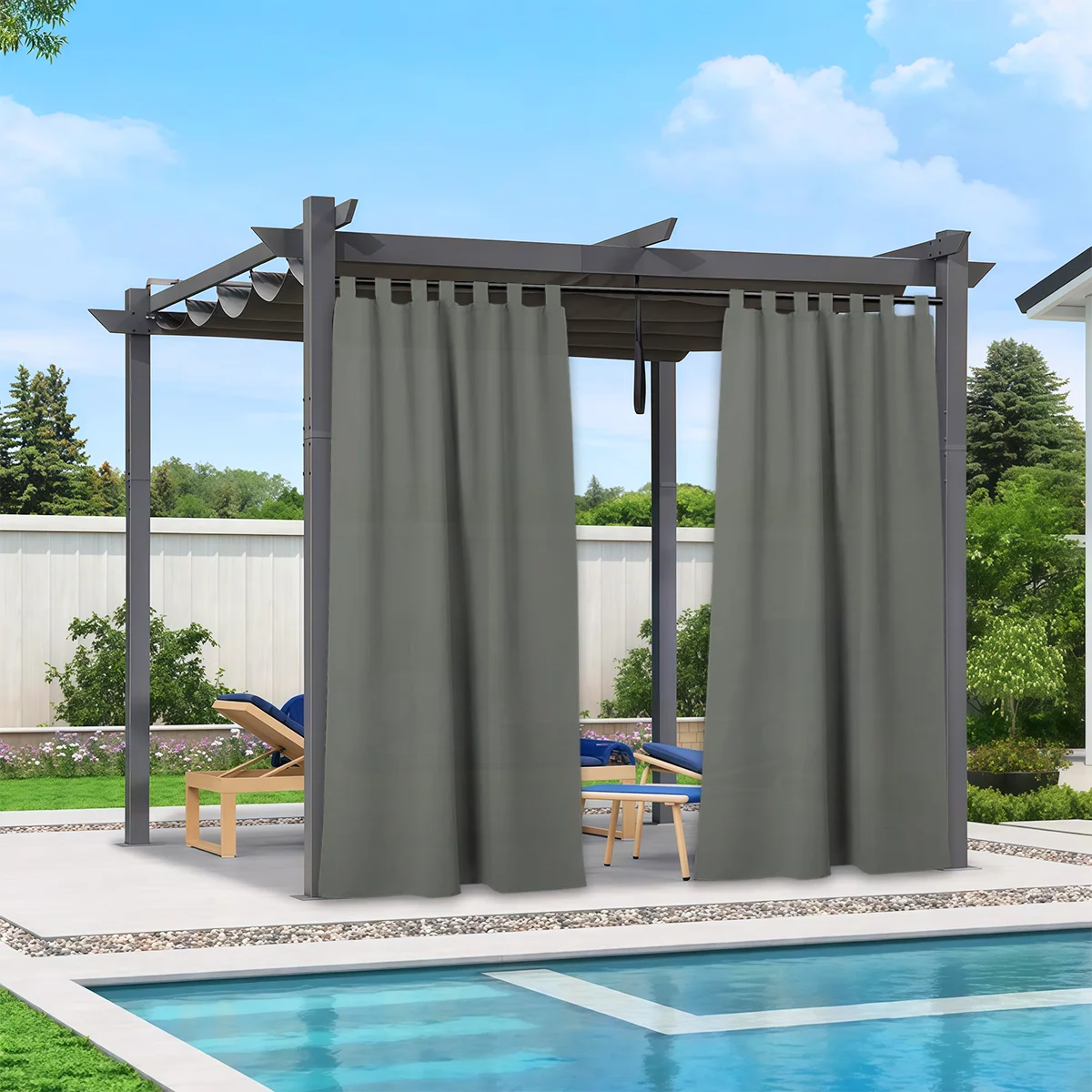 2 لوحات تصفية الضوء في الهواء الطلق ديكور الفناء الخلفي تبويب الستائر العلوية للفناء، ستائر حماية الخصوصية للمحترفين والعريشة
