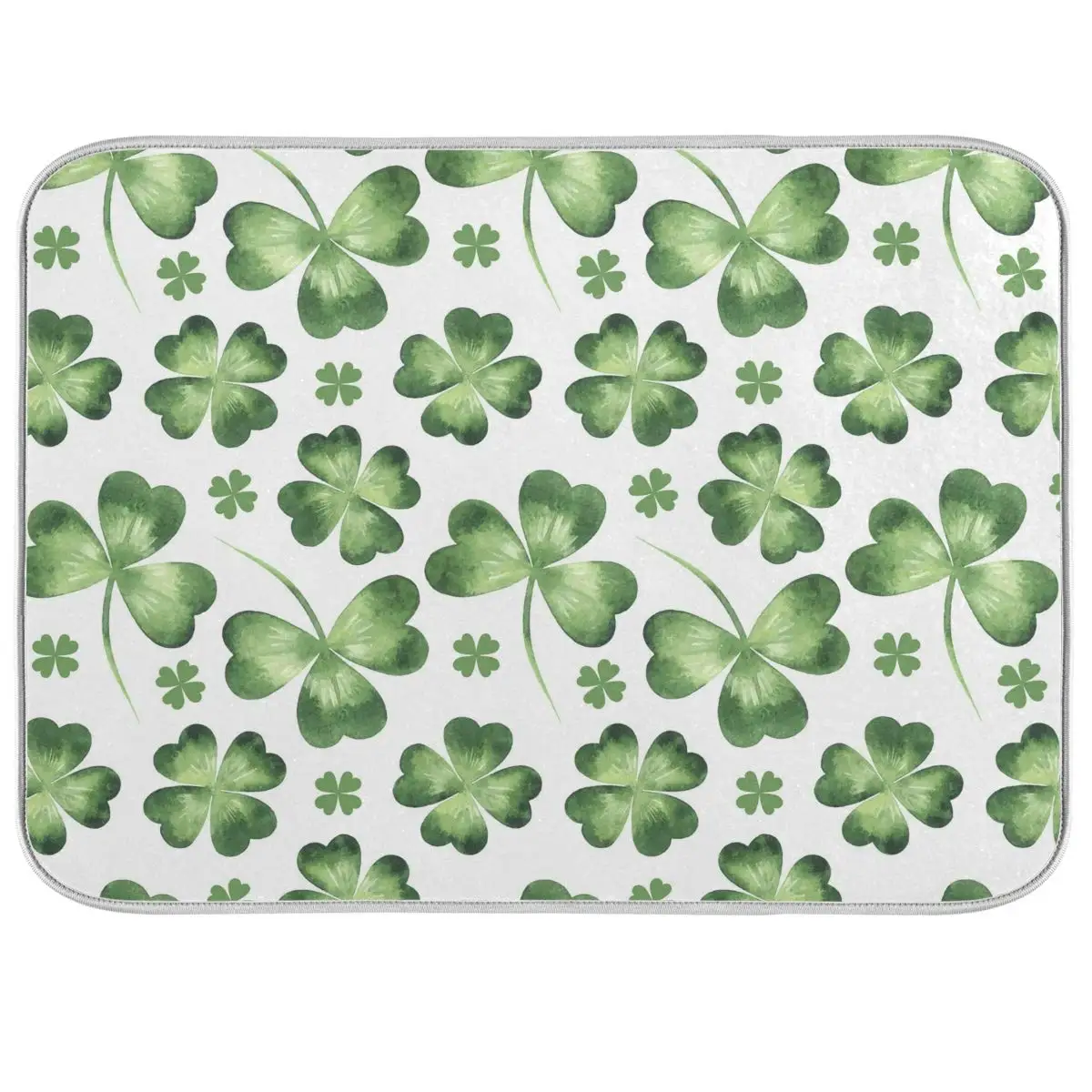 

Patrick's Day Clover Dish Drying Mat 18x24 for Kitchen Green Lucky Shamrock Dishes Pad Dish Drainer Rack Mats