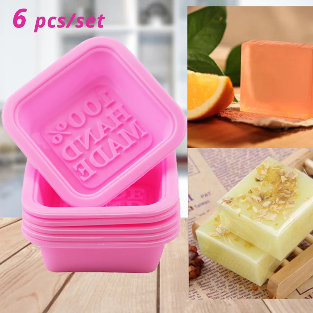 Soap Making Kit Amazon - แม่พิมพ์สบู่ซิลิโคนทรงสี่เหลี่ยม 6 ชิ้นต่อชุด สามารถใช้ทำสบู่ สบู่ทำมือ งานฝีมือ