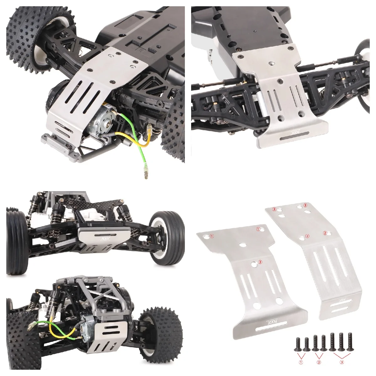 Accesorio de metal TAMIYA Electric Yutaka 1/10 Fighter NXGEN DT04 58741 Marco delantero y trasero, placa protectora inferior