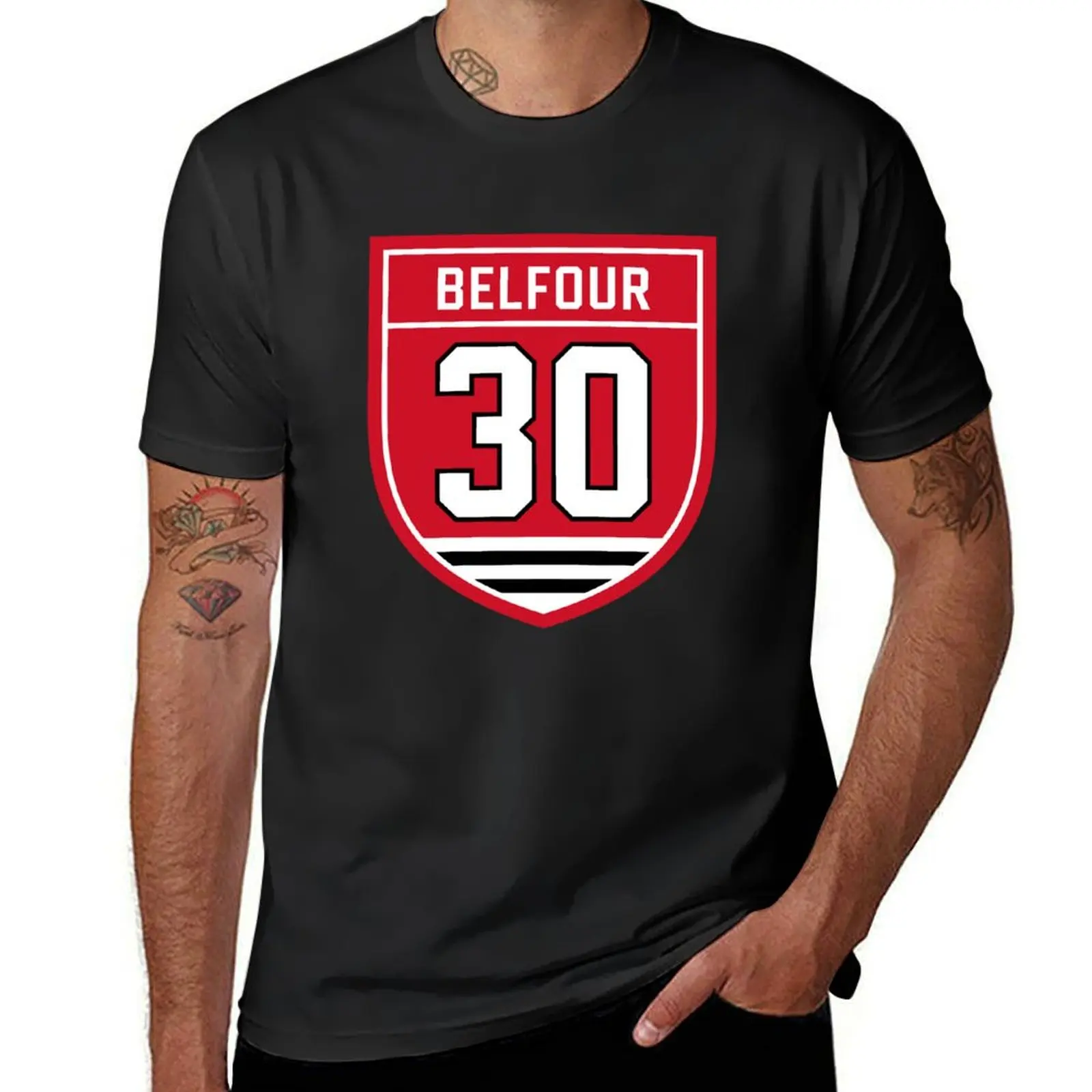 

Belfour #30 emblem T-Shirt summer tops blanks black t-shirts for men