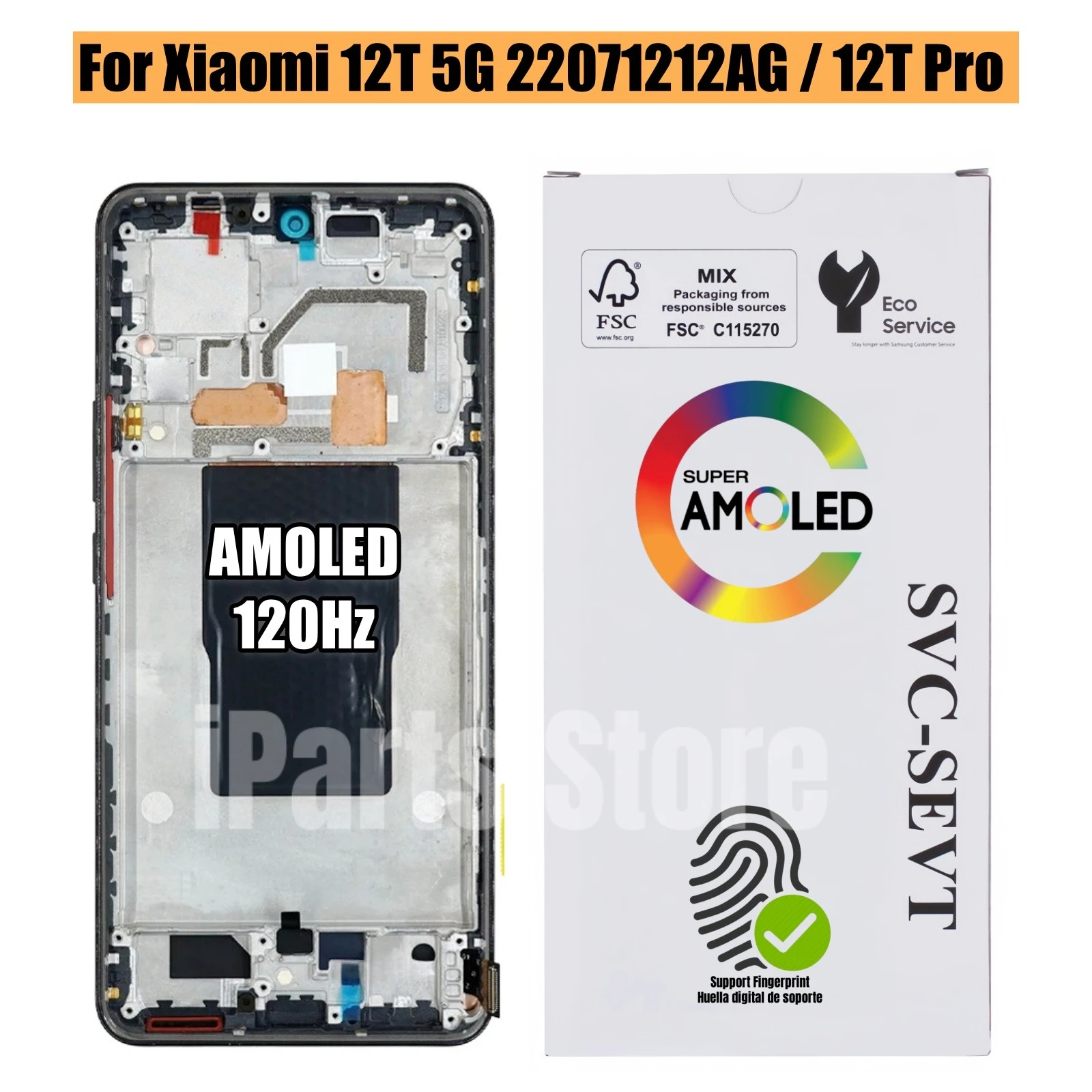 

iParts Replacement AMOLED Display for Xiaomi 12T 22071212AG 12T Pro 22081212UG 22081212G Touch Screen With Frame Assembly OEM