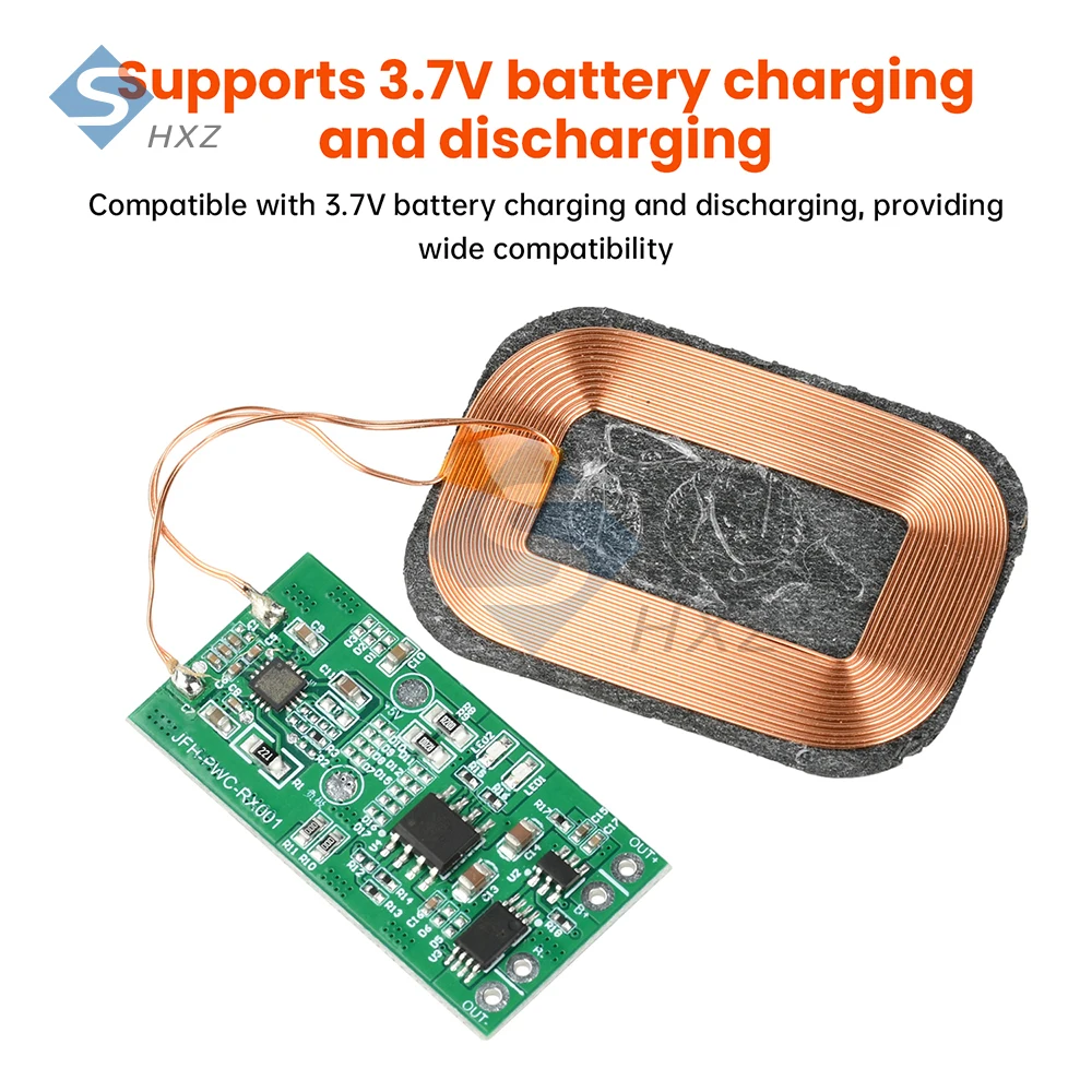 Modulo ricevitore di ricarica wireless da 5 W per batterie agli ioni di litio da 3,7 V - Bobina compatta con scheda fai da te con protezione da sovraccarico e cortocircuito
