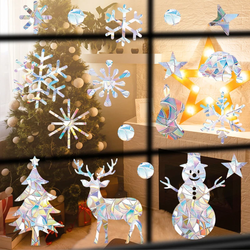 1 Stück Weihnachts-Fensteraufkleber, geeignet zum Dekorieren von Glas, Türen und Fenstern, Heimdekorationsaufkleber, inklusive: Schneeflocke,