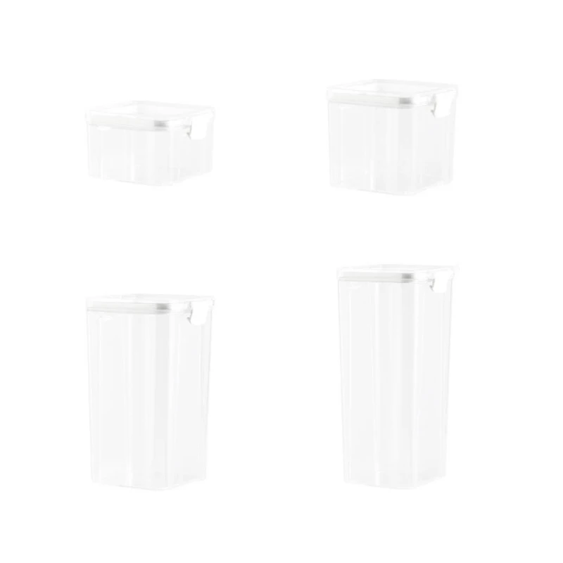

Transparent Sealed Storage Boxes Kitchen Food Grain Containers Square Nut Snack Storage Tank Airtight Pantry Organizer Bins