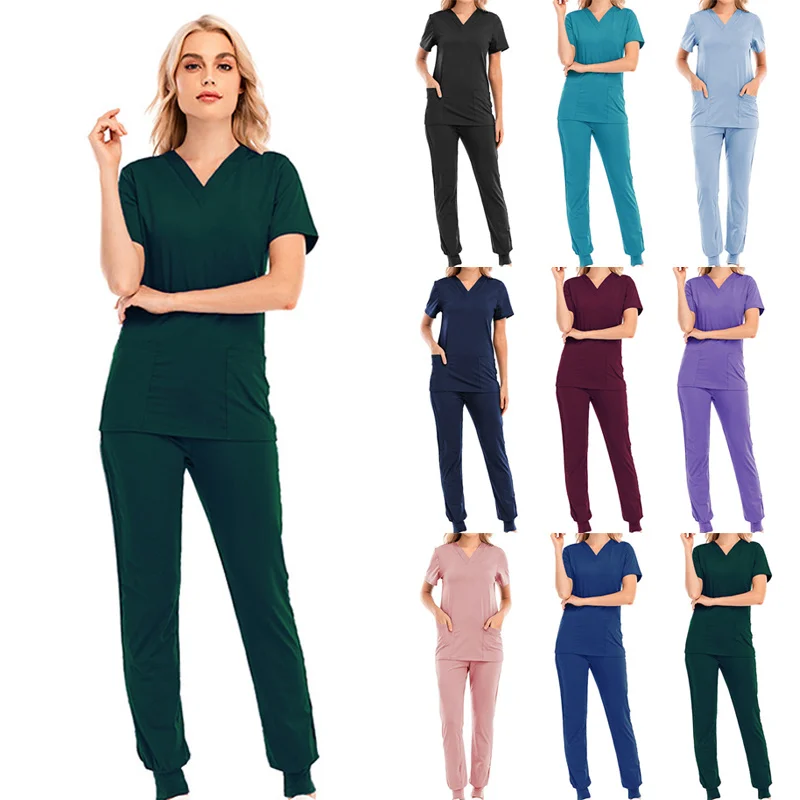 Multicolor Unisex Short Sleeved Pharmacy Nurse Uniform Hospital Doctor Workwear Oral Dental Surgery Uniforms Medical Scrubs Sets