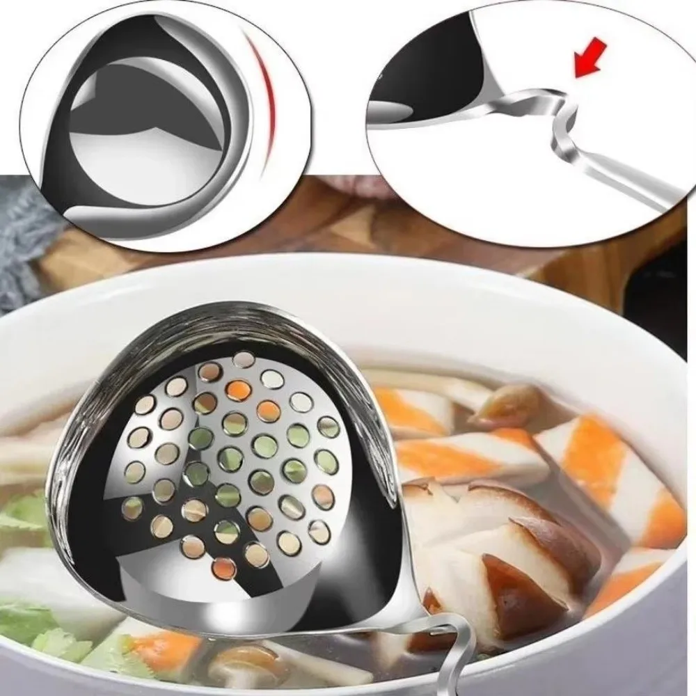 Stainless Steel Soup Spoon Long Curved Handle Design Hot Pot Ladle Tool High-quality Convenience Small Tools Kitchen Supplies
