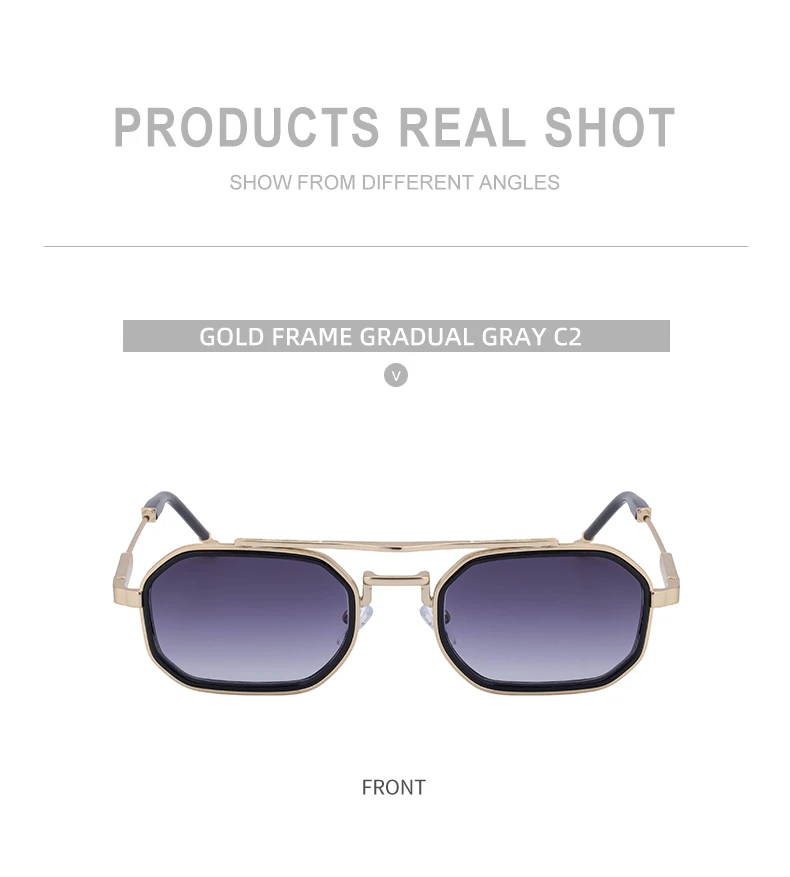 Steampunk Rechteckige Sonnenbrille für Herren 2026 Luxusmarke Retro Punk Sonnenbrillen für Männer Vintage Doppelbalken-Brillen UV400-Schutz – Detail 14