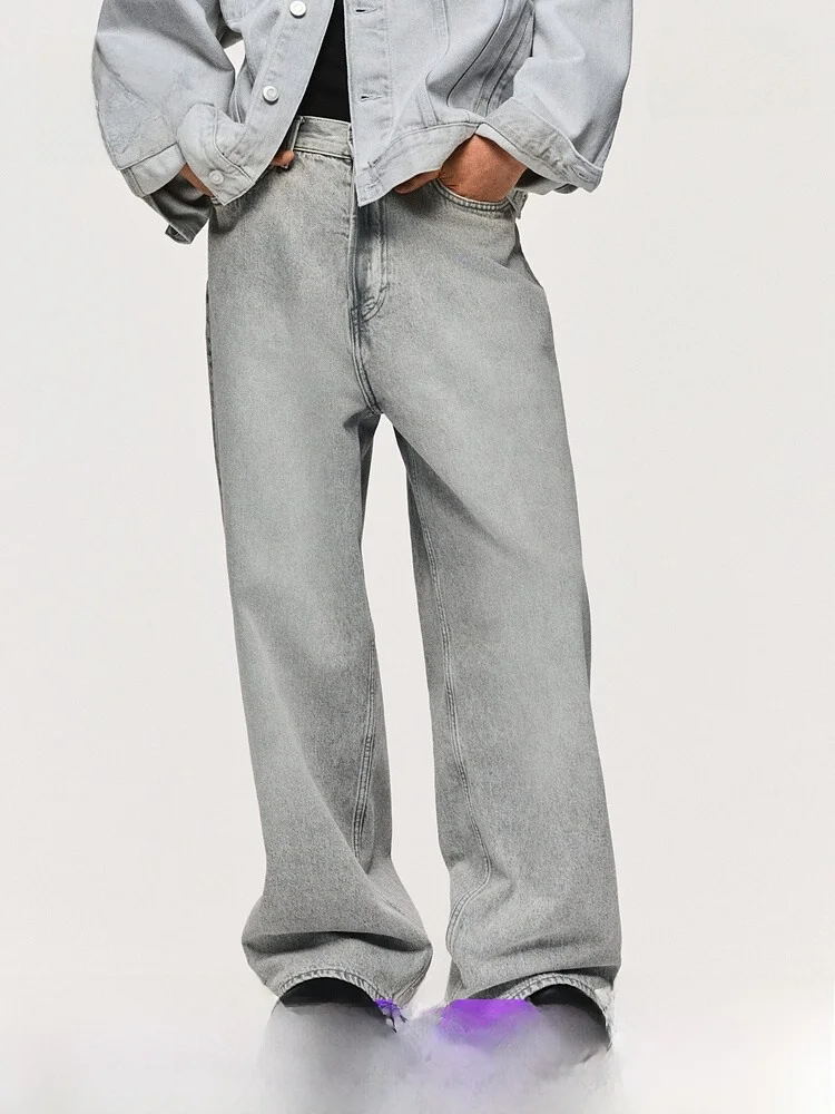 

Мужские хлопковые джинсы H&M прямого кроя, весенняя коллекция, свободные широкие брюки, молодежные, со средней посадкой, длинные, расклешенные джинсы