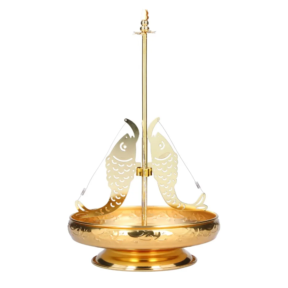 Stainless Steel Coil Incense Stand Three-fish Sturdy Incense Holder Multi-purpose Golden Censer Support Meditation Room