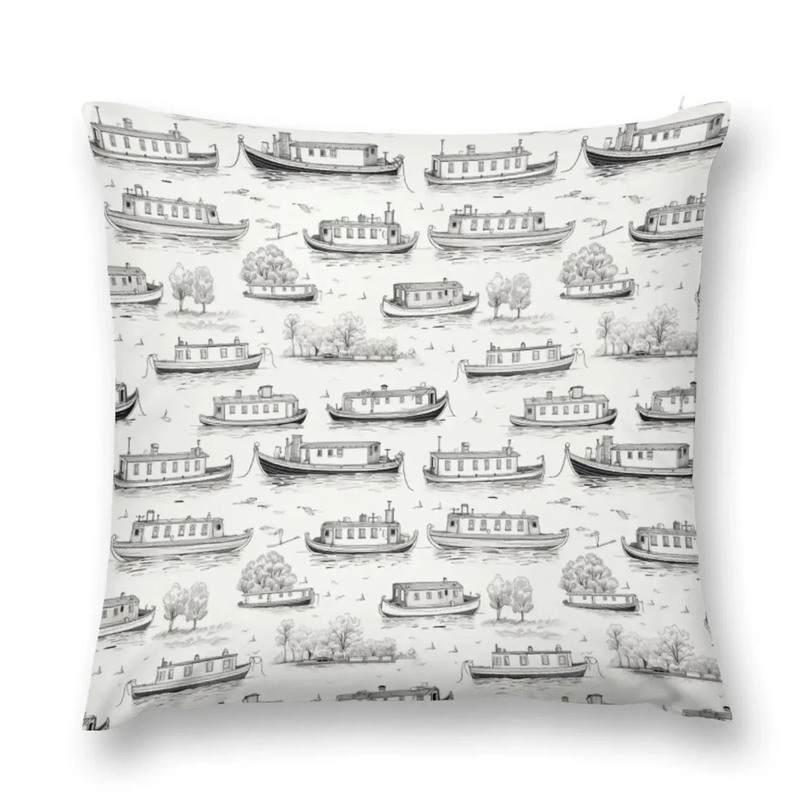 Narrowboat Canal Boat Travel Design Throw Pillow Couch Pillows Luxury Pillow Case Christmas Pillow