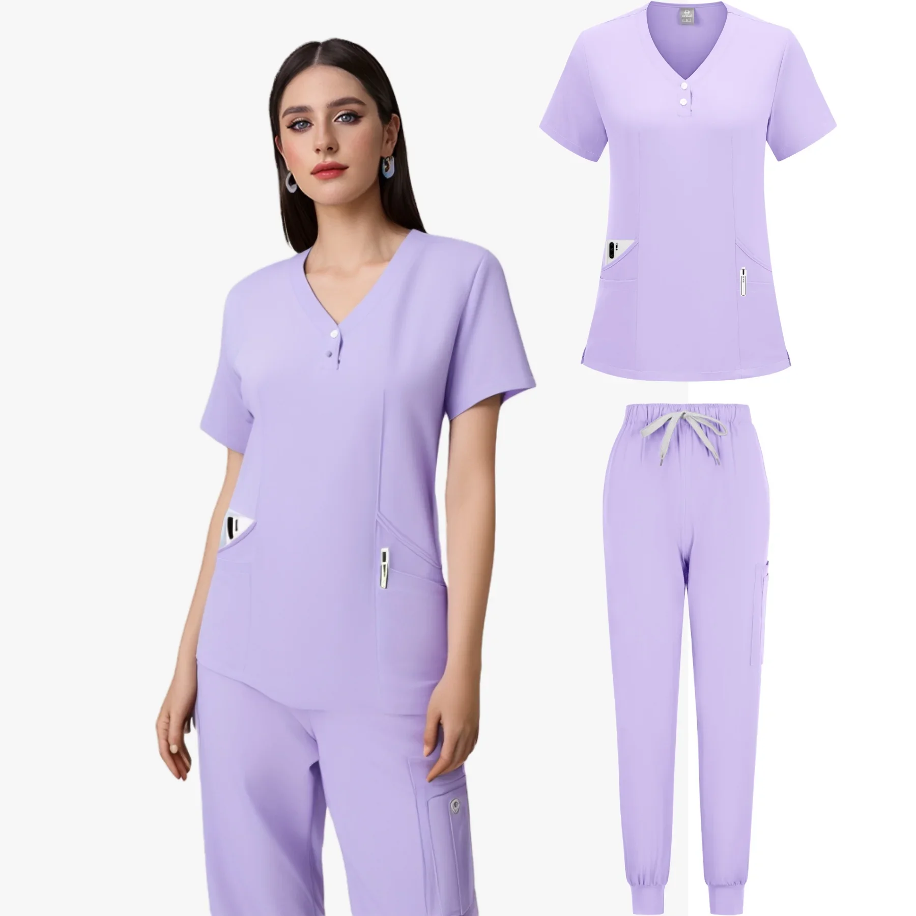 Uniforme d'infirmière pour femmes, robe génératrice solide, ensembles de gIslande pour médecin, vêtements de travail unisexes pour hôpital, haute qualité, vente en gros, nouveau