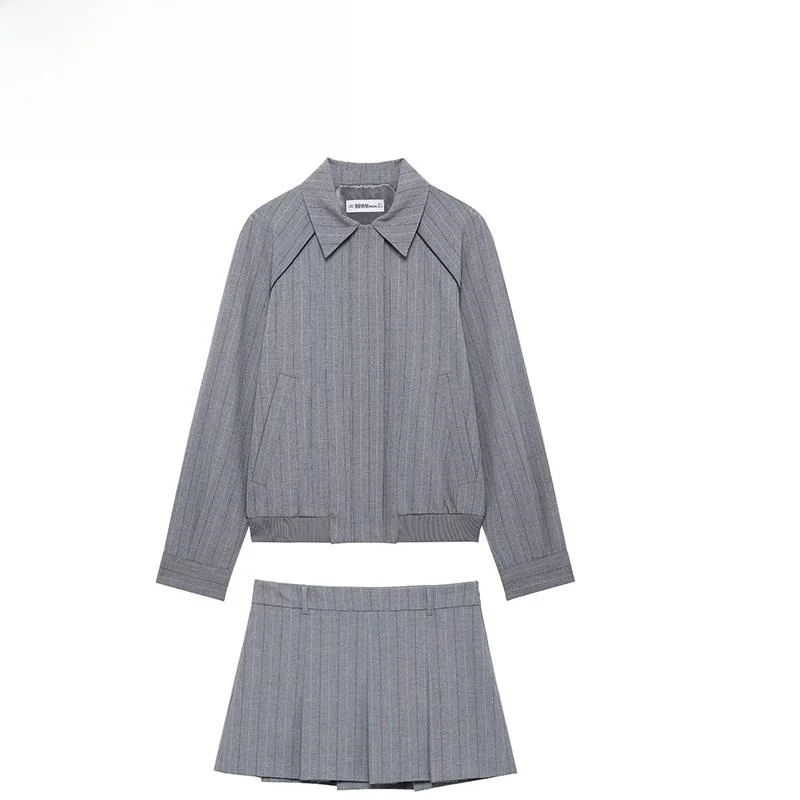 

ZBZA Spring New Women's Faion Design Striped Pilot Jaet Outerwear 5247734 Ladies ort Coat Sli Trendy Ladies Jaet