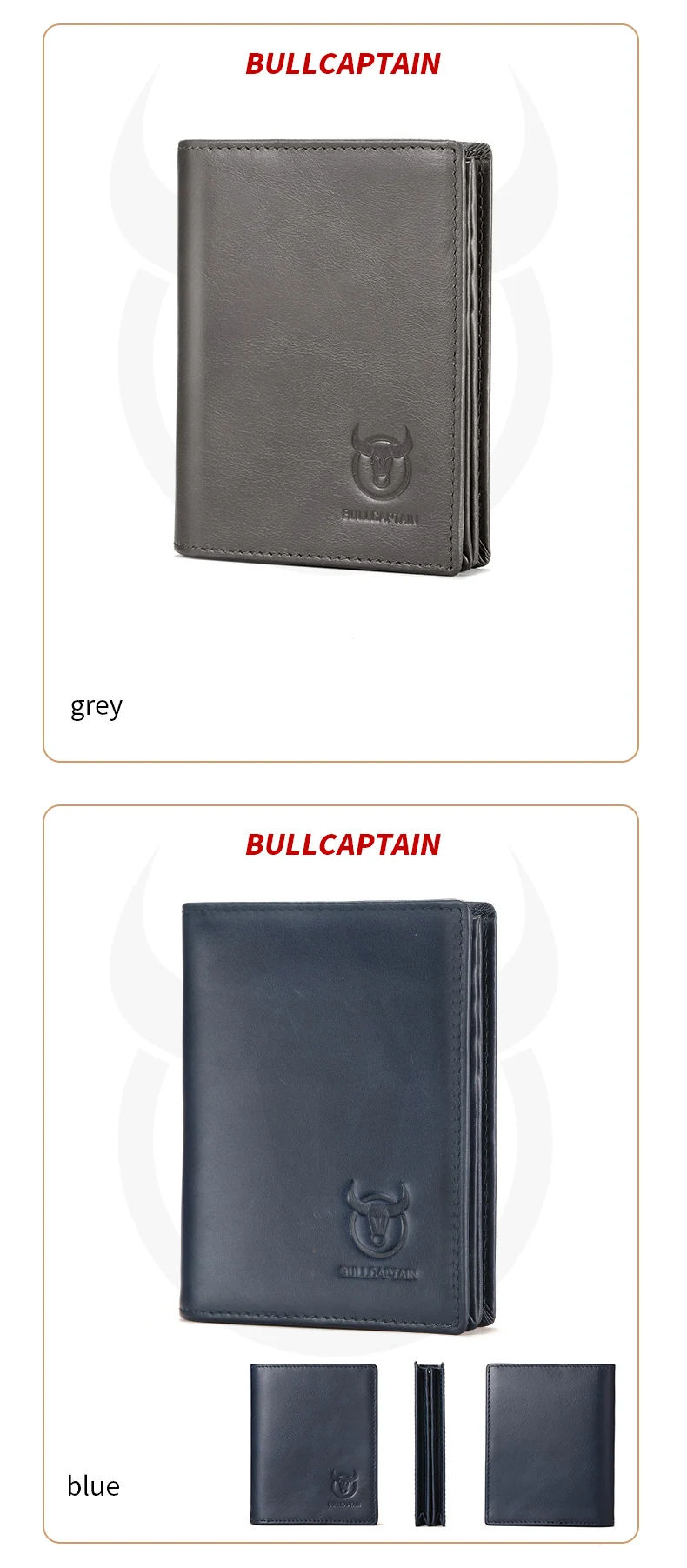 BULLCAPTAIN Bifold-Geldbörse aus echtem Leder mit großem Fassungsvermögen, Kreditkartenetui für Herren mit 15 Kartenfächern, RFID-Geldbörse – Detail 17