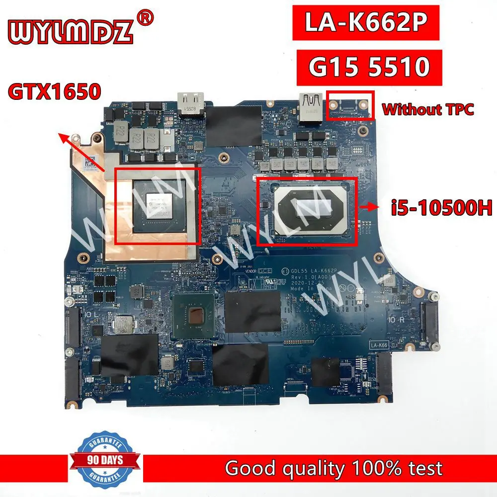 

LA-K662P i5-10500H CPU GTX1650 GPU Laptop Motherboard For Dell G15 5510 Notebook Mainboard CN 0WCM79 Test OK