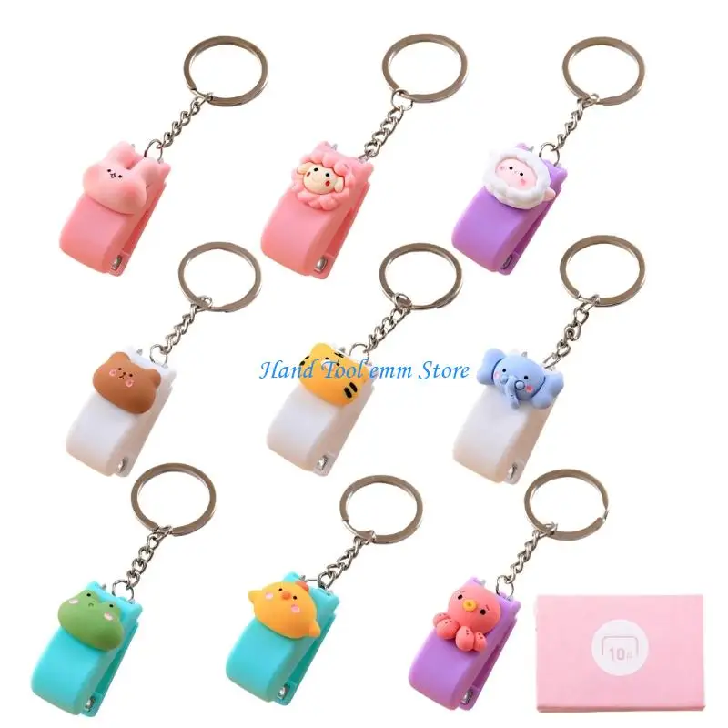 H37F Adorable Miniature Stapler Pocket Size Stapler With Keyrings For School Offices