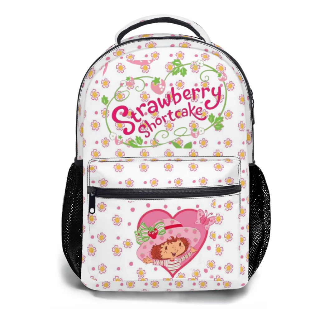 New Fashionable  S-Strawberry S-Shortcake Pattern School Bag  Print Backpack 17inch