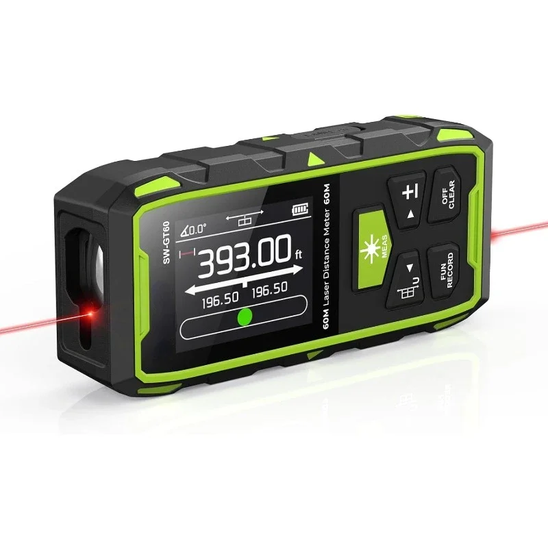 

Dual Laser Measuring Tool, 393FT/120M Bilateral Laser Measurement Tool Backlit LCD Display, Rechargeable Laser Measure with Ft