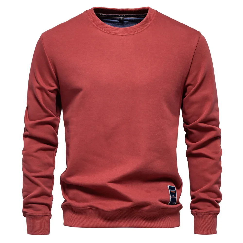 Pullover Tops Men Top Round Neck Full Sleeve Solid Shirt Y2k Streetwear Plain Simple Casual Ribbed Cuffs Basic Work 2026 Spring