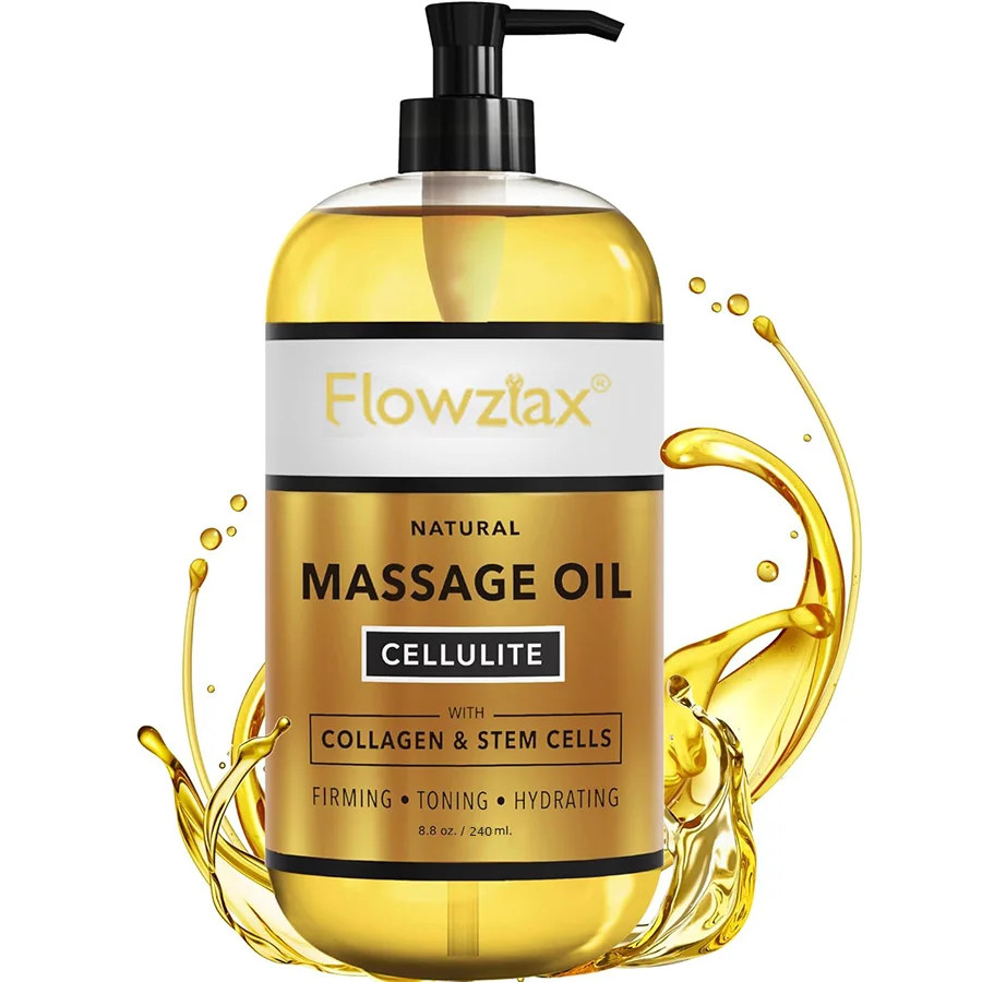 Anti Cellulite Massage Oil – Lymphatic Drainage & Firming Body Oil with Collagen & Stem Cells Toning & Hydrating, Lightweight